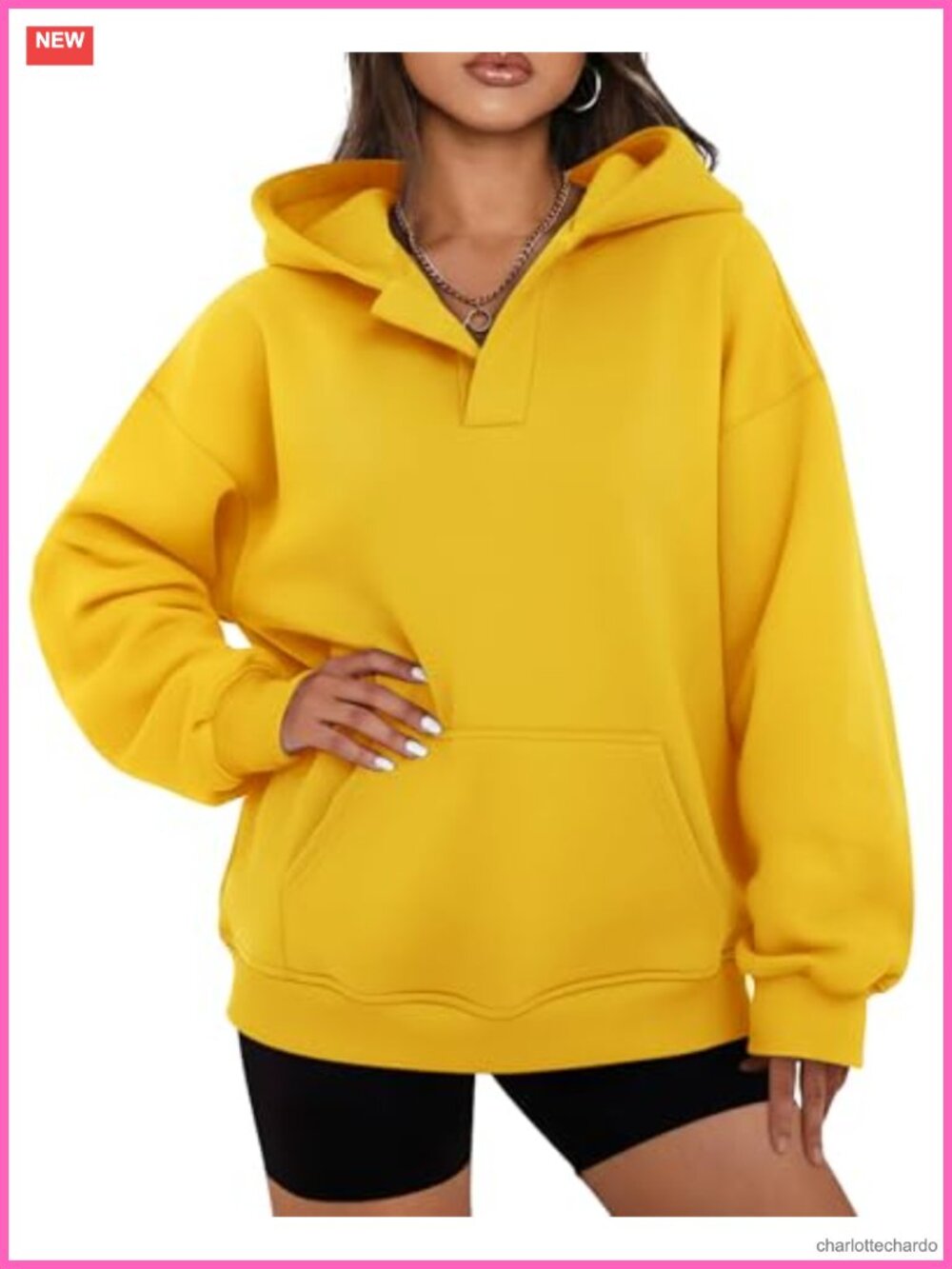 Oversized Drop Shoulder Hoodie Fleece Lined Pullover